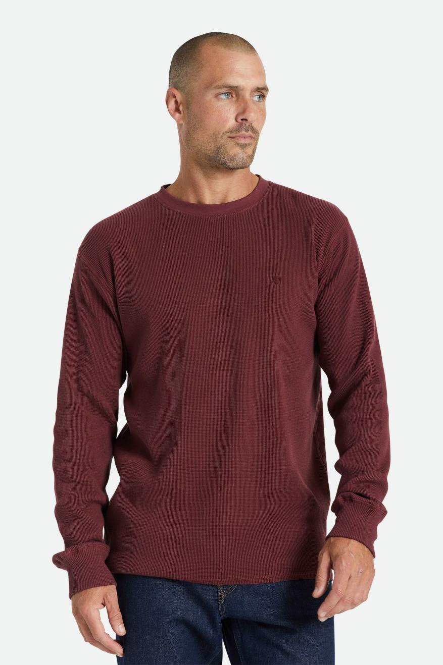 Pánské Knitwear Brixton Reserve Thermal L/S Červené | PER390786