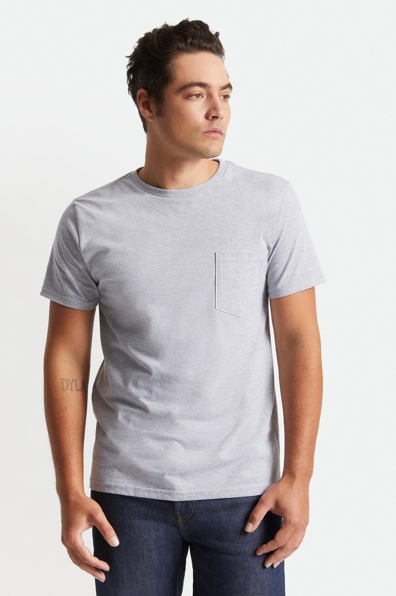 Pánské Topy Brixton Basic S/S Pocket Šedé | MIQ702641