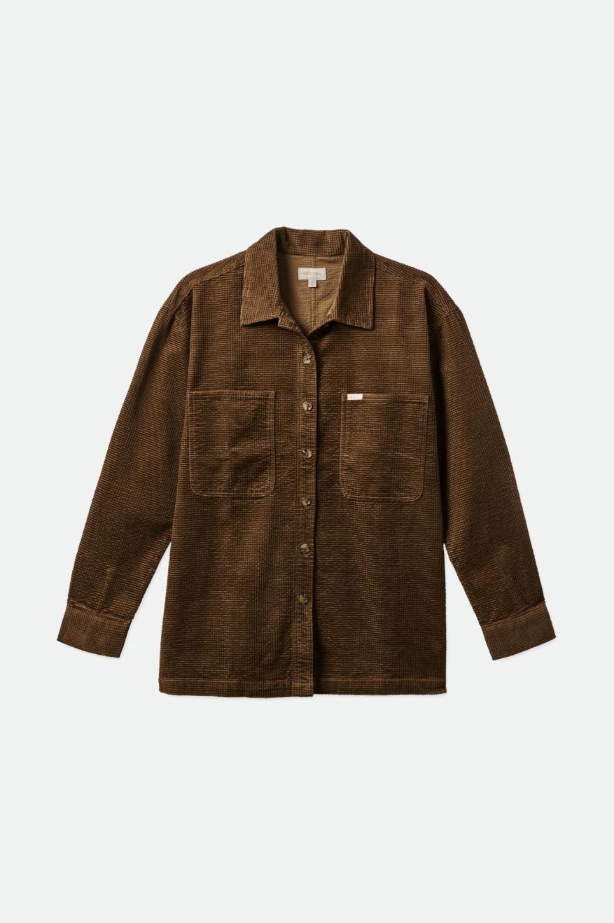 Dámské Topy Brixton Dundee Corduroy Overshirt Hnědé | RAC218659