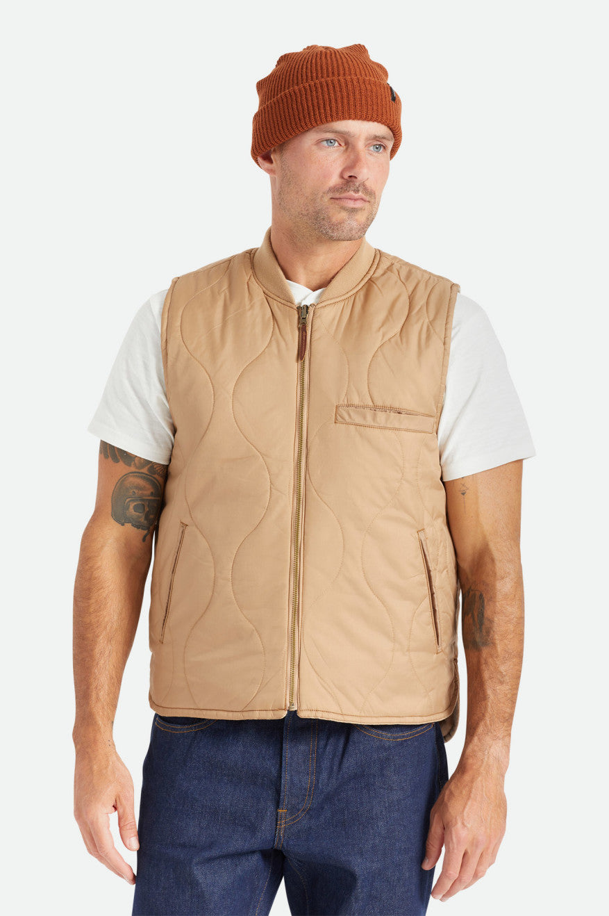 Pánské Bundy Brixton Abraham Reversible Vest Béžový | ETX246157