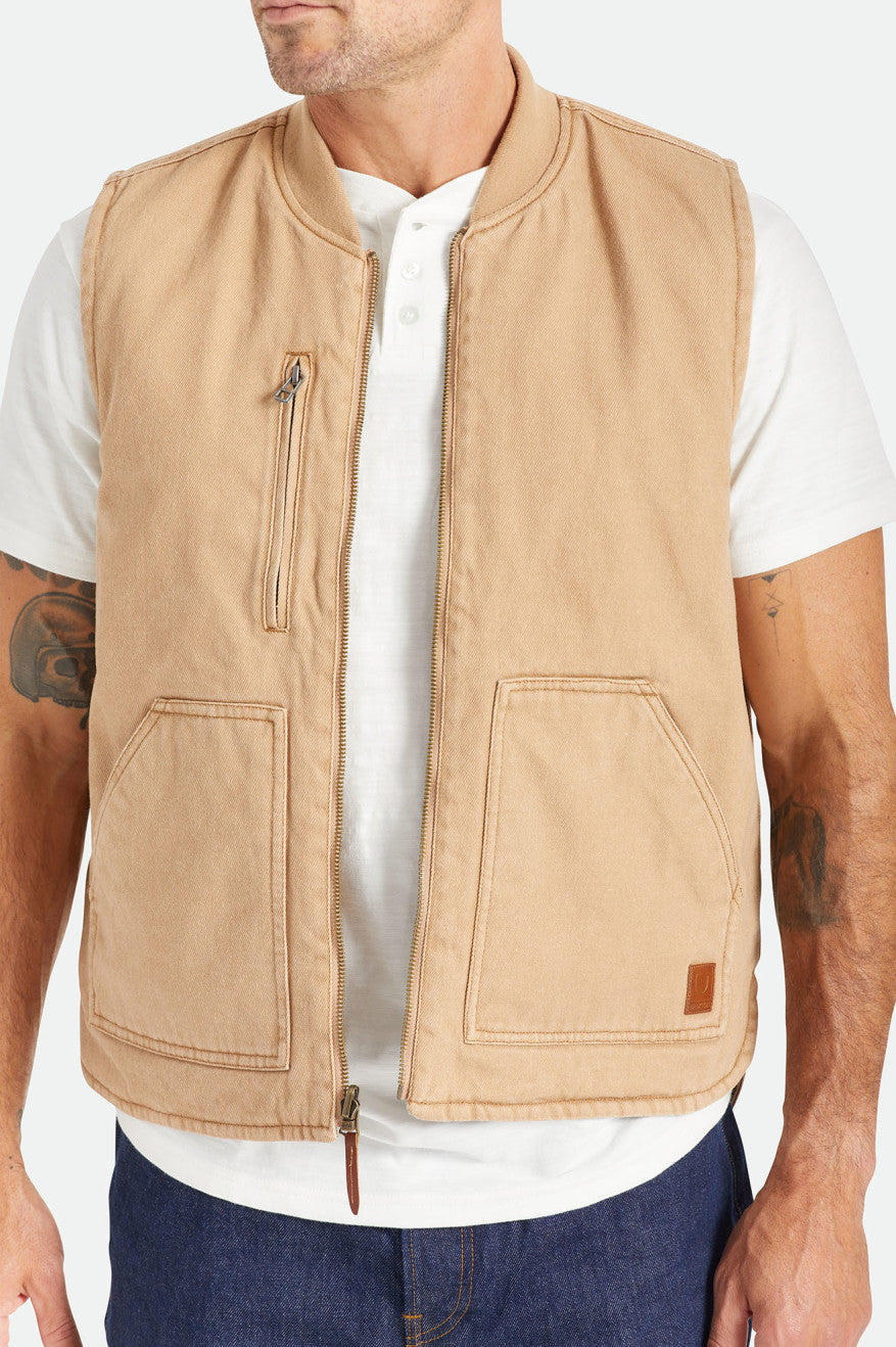 Pánské Bundy Brixton Abraham Reversible Vest Béžový | ETX246157