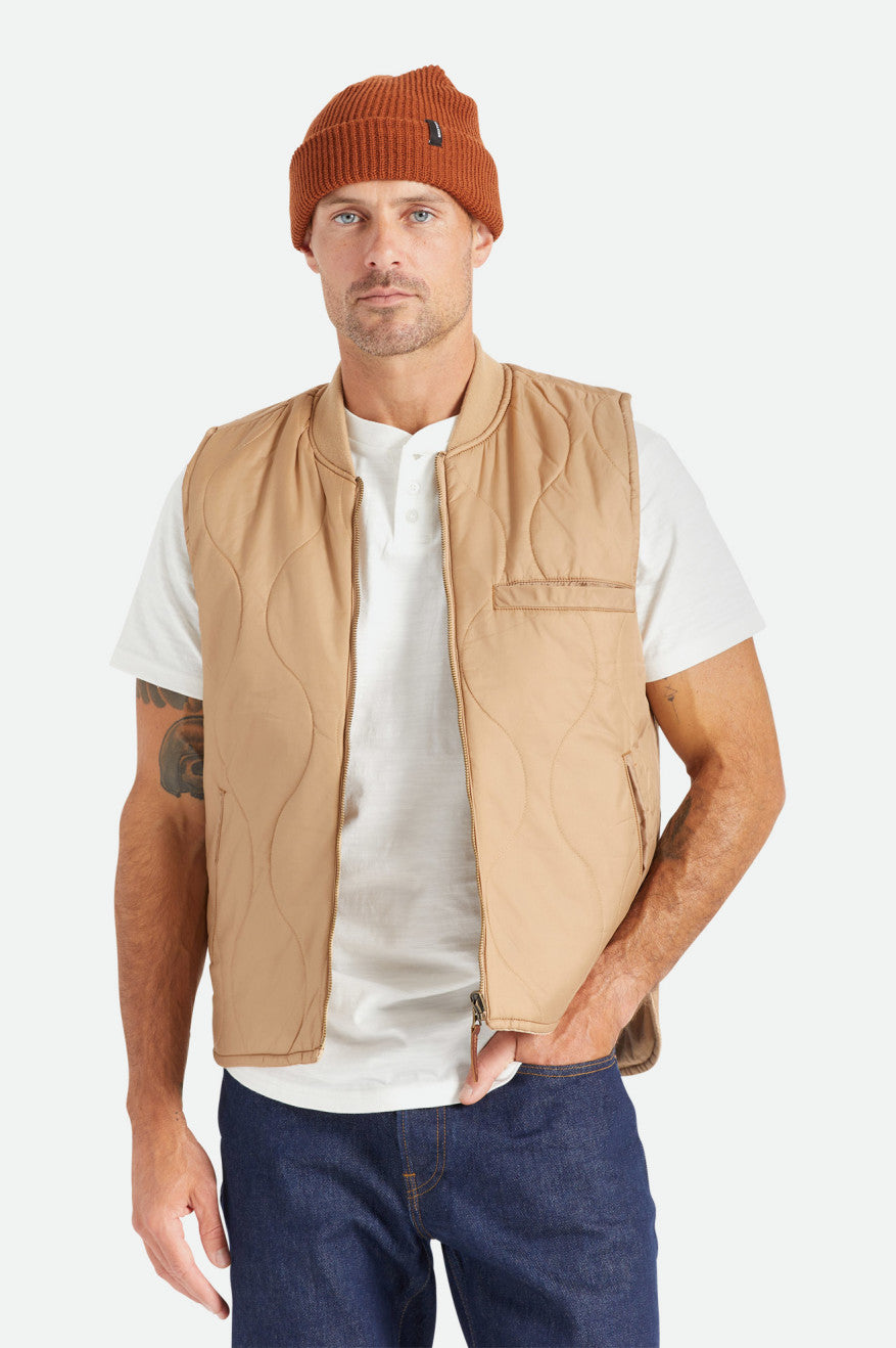 Pánské Bundy Brixton Abraham Reversible Vest Béžový | ETX246157