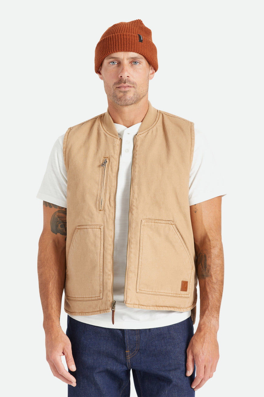 Pánské Bundy Brixton Abraham Reversible Vest Béžový | ETX246157