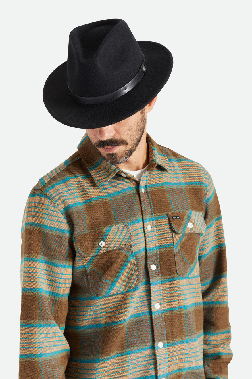 Pánské Fedoras Brixton Messer Černé | MZR674250