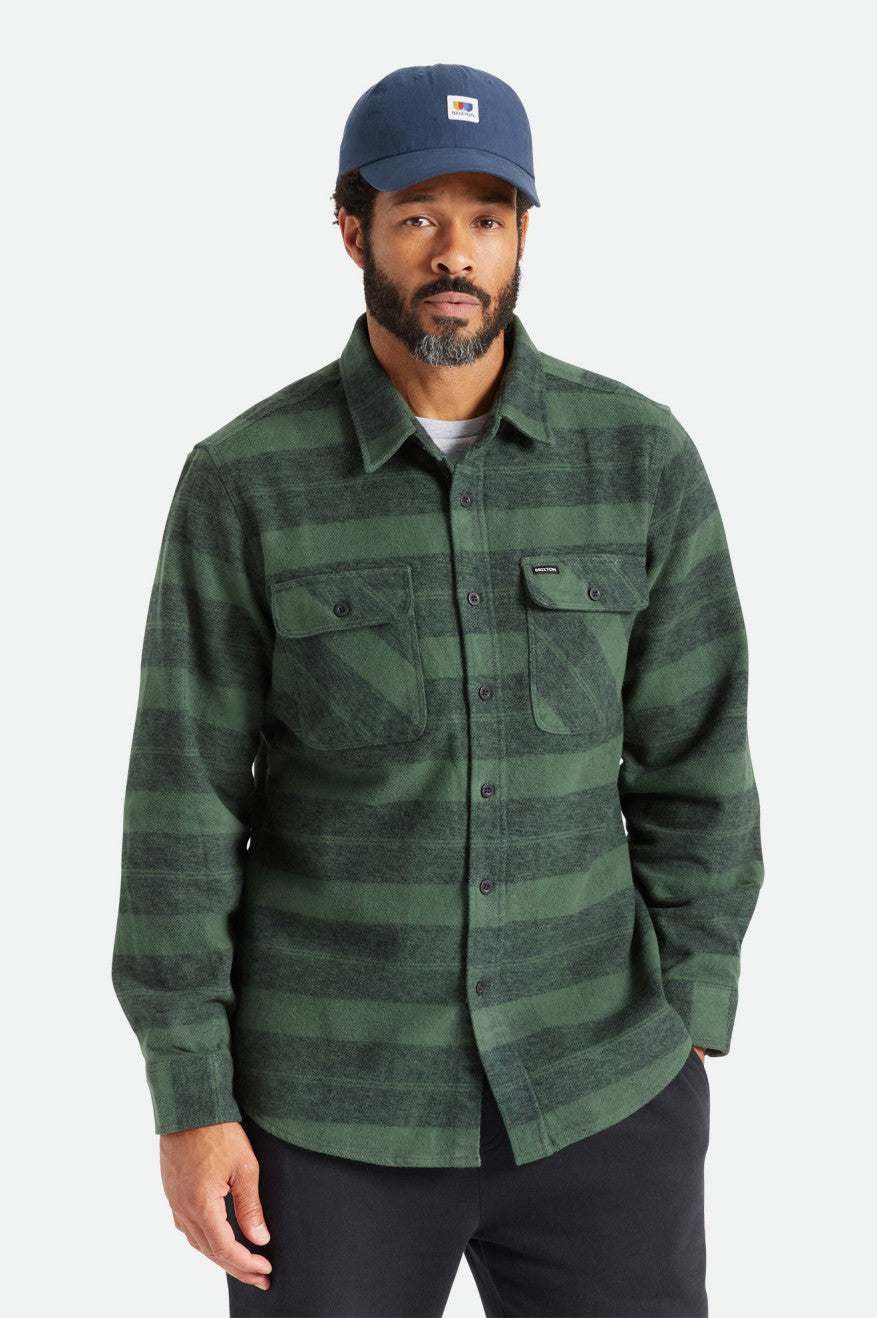 Pánské Flanelové Topy Brixton Bowery Heavy Weight L/S Zelene | FBL857263