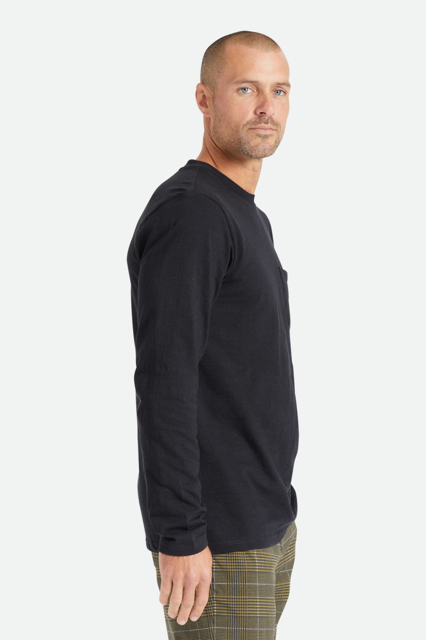 Pánské Knitwear Brixton Basic Slub L/S Pocket Černé | MPZ835974