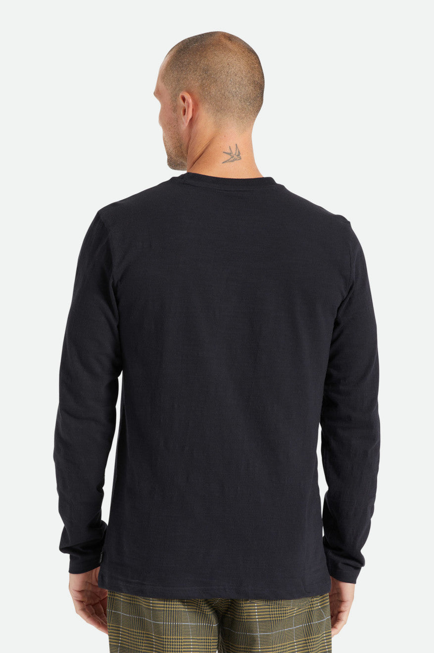 Pánské Knitwear Brixton Basic Slub L/S Pocket Černé | MPZ835974