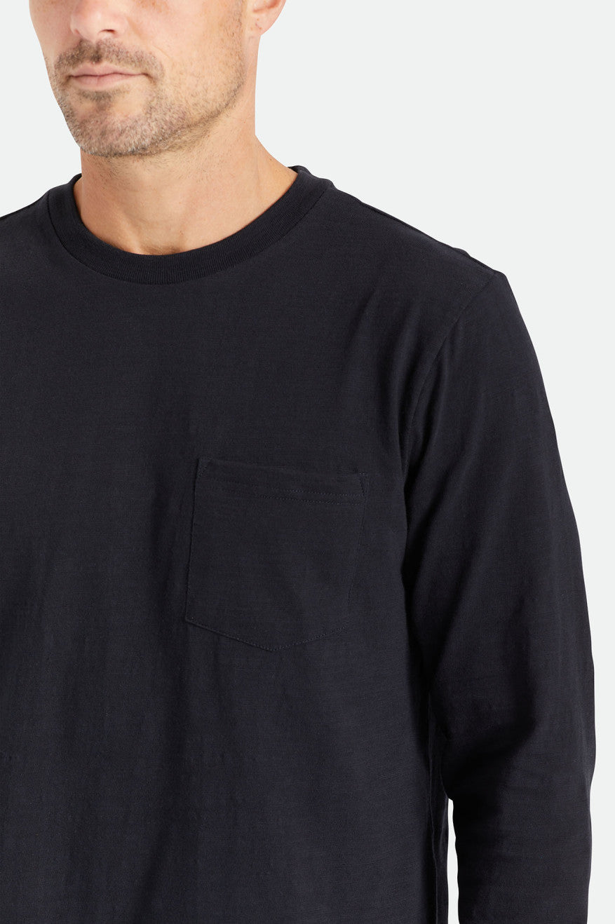 Pánské Knitwear Brixton Basic Slub L/S Pocket Černé | MPZ835974