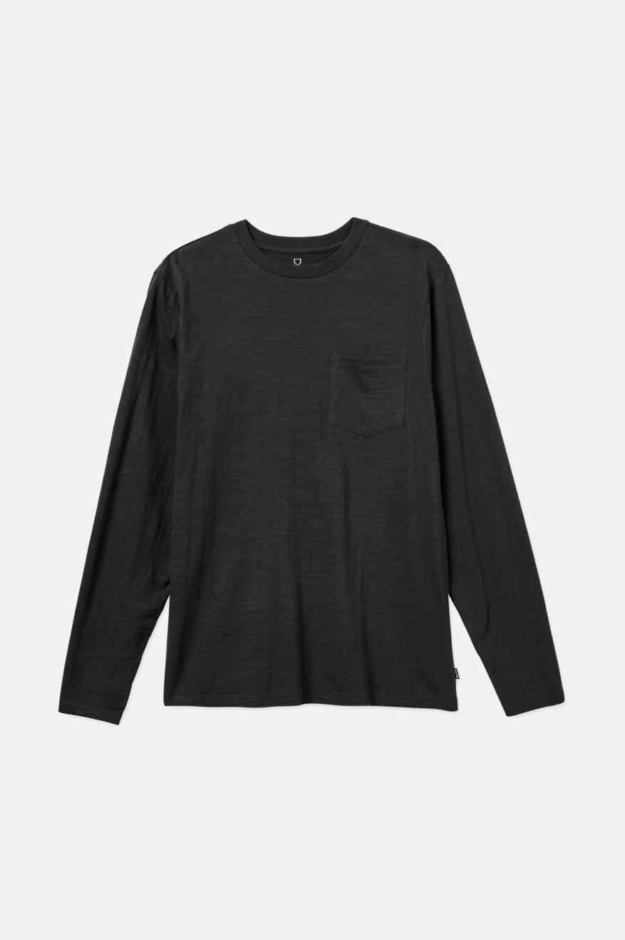 Pánské Knitwear Brixton Basic Slub L/S Pocket Černé | MPZ835974