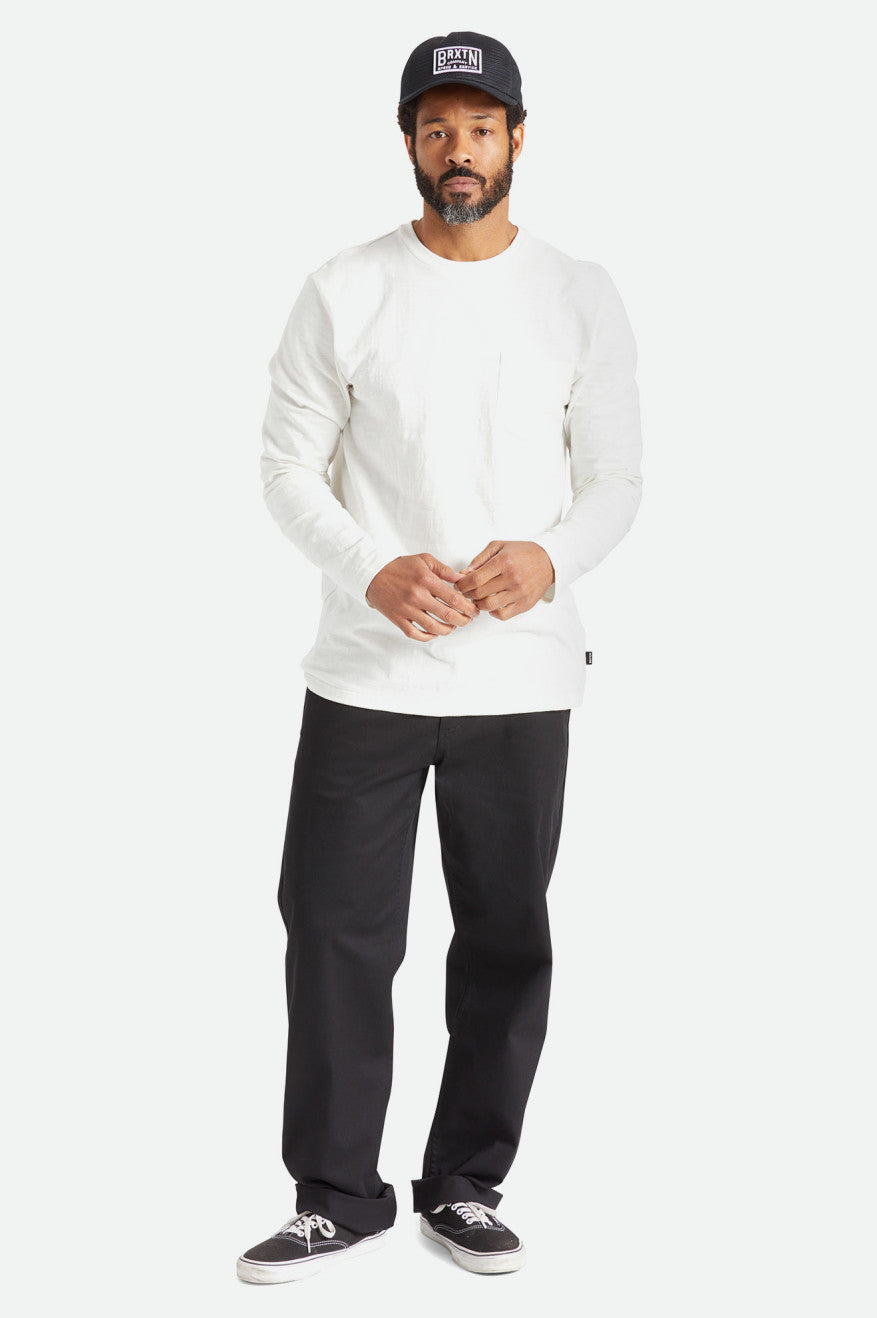 Pánské Knitwear Brixton Basic Slub L/S Pocket Bílé | NYI937145