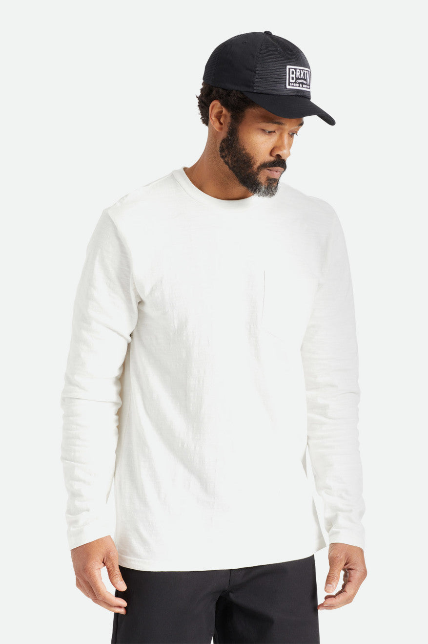 Pánské Knitwear Brixton Basic Slub L/S Pocket Bílé | NYI937145