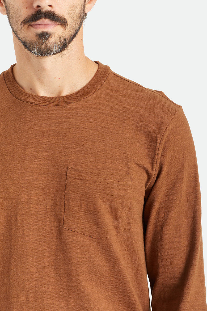 Pánské Knitwear Brixton Basic Slub L/S Pocket Hnědé | RHJ218954