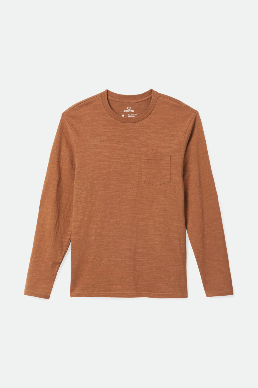 Pánské Knitwear Brixton Basic Slub L/S Pocket Hnědé | RHJ218954