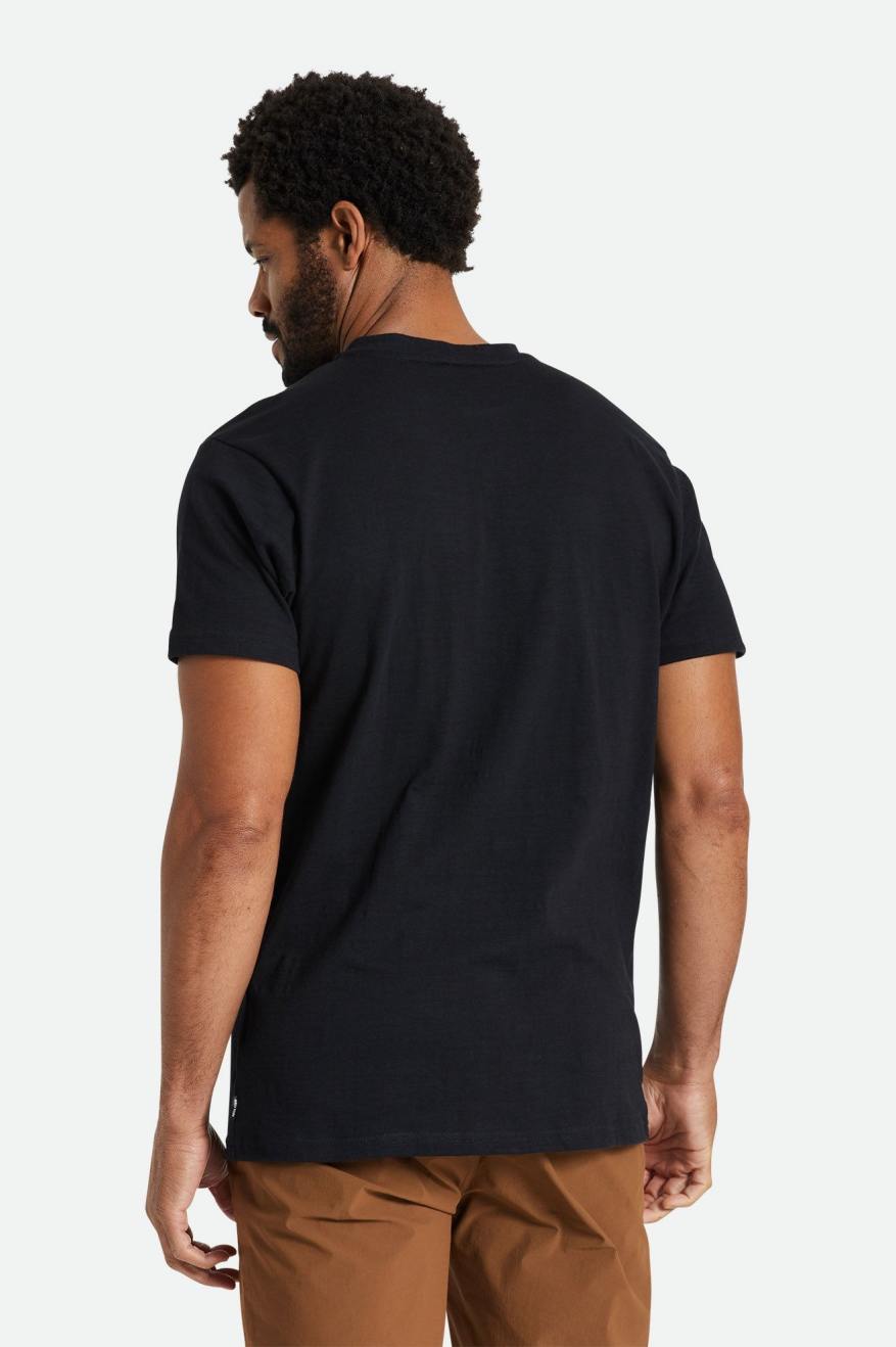 Pánské Knitwear Brixton Basic Slub S/S Henley Černé | GBJ354792