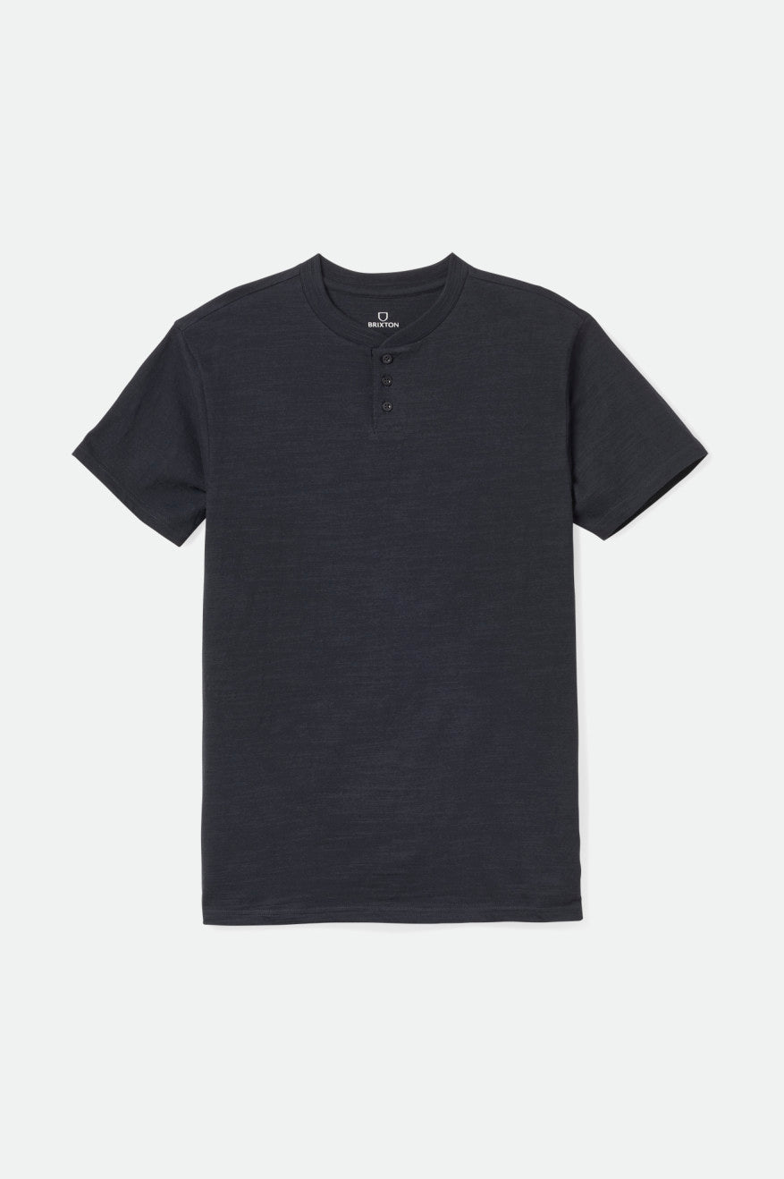 Pánské Knitwear Brixton Basic Slub S/S Henley Černé | GBJ354792