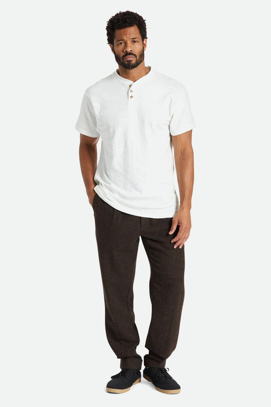 Pánské Knitwear Brixton Basic Slub S/S Henley Bílé | GLS927356