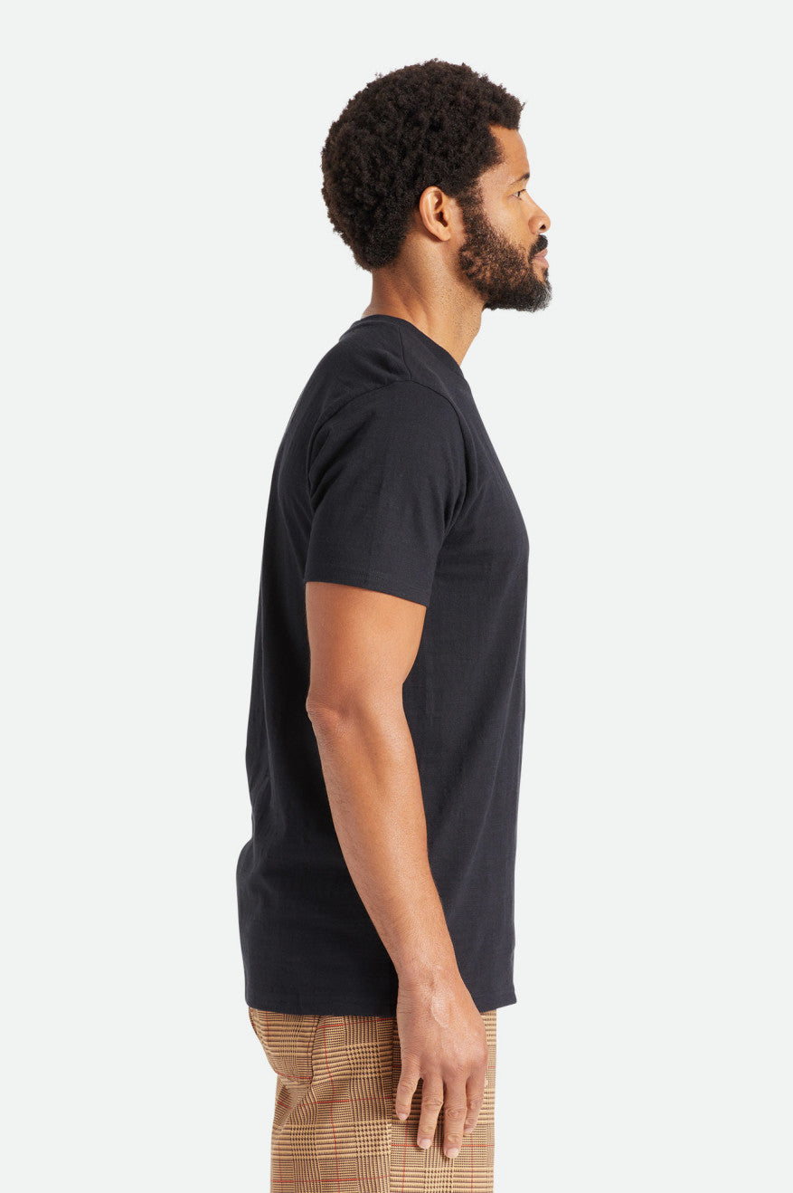 Pánské Knitwear Brixton Basic Slub S/S Pocket Černé | HKM674190