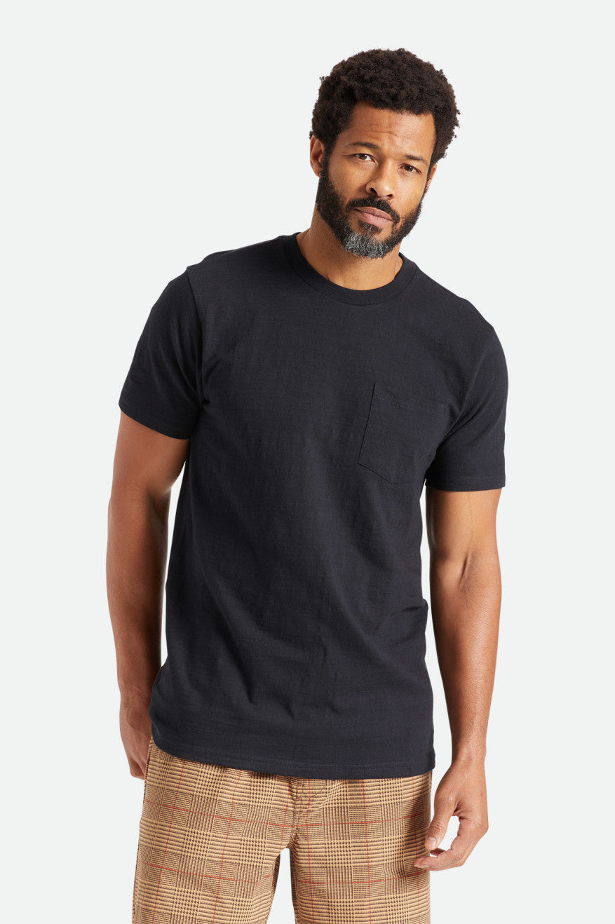 Pánské Knitwear Brixton Basic Slub S/S Pocket Černé | HKM674190