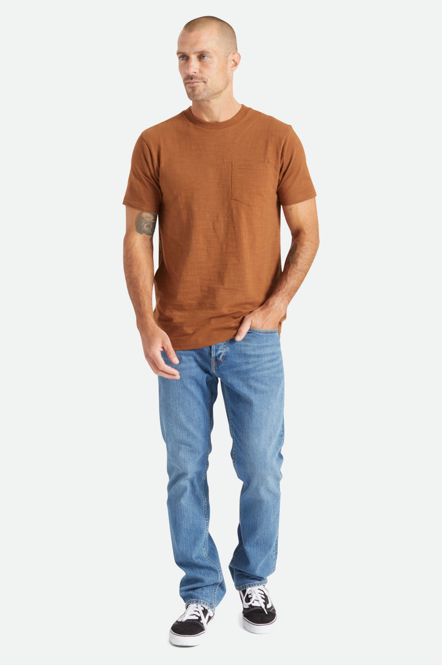 Pánské Knitwear Brixton Basic Slub S/S Pocket Hnědé | MQW581294