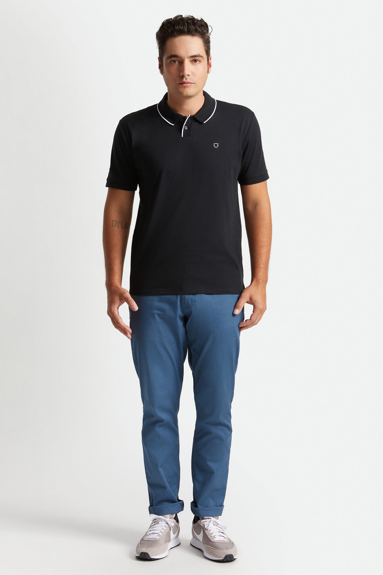 Pánské Knitwear Brixton Proper S/S Polo Černé Bílé | ODL148750