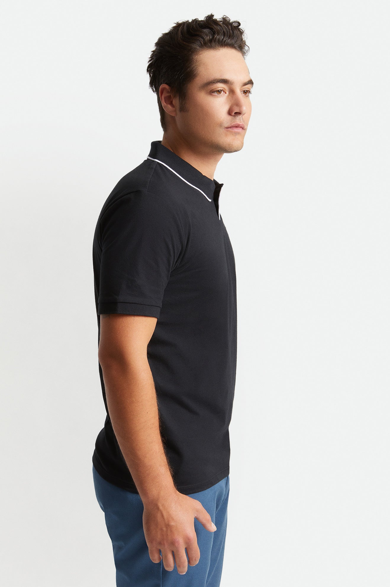 Pánské Knitwear Brixton Proper S/S Polo Černé Bílé | ODL148750