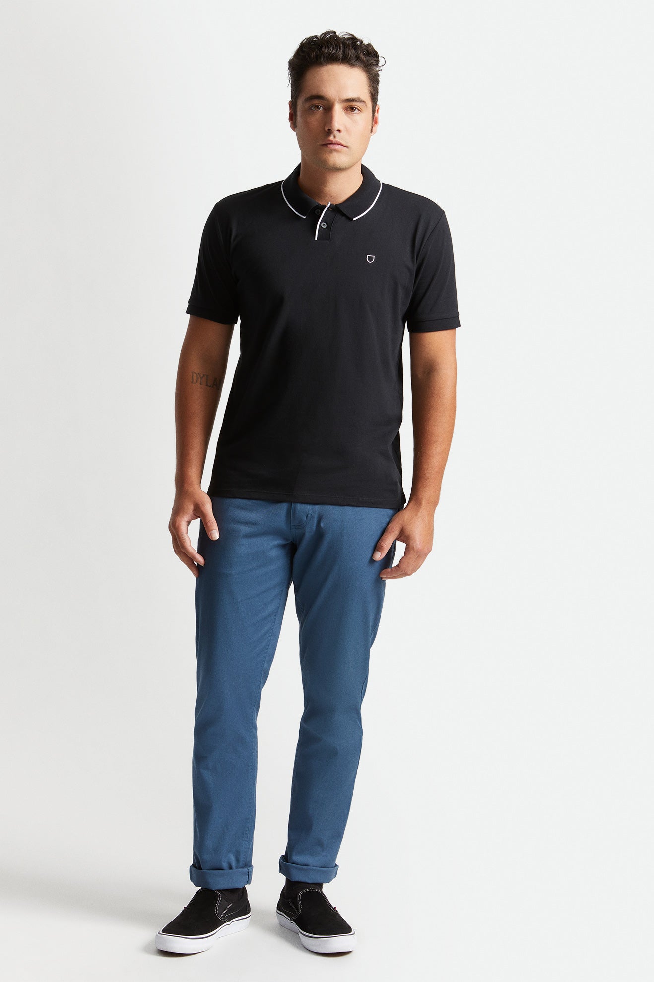 Pánské Knitwear Brixton Proper S/S Polo Černé Bílé | ODL148750