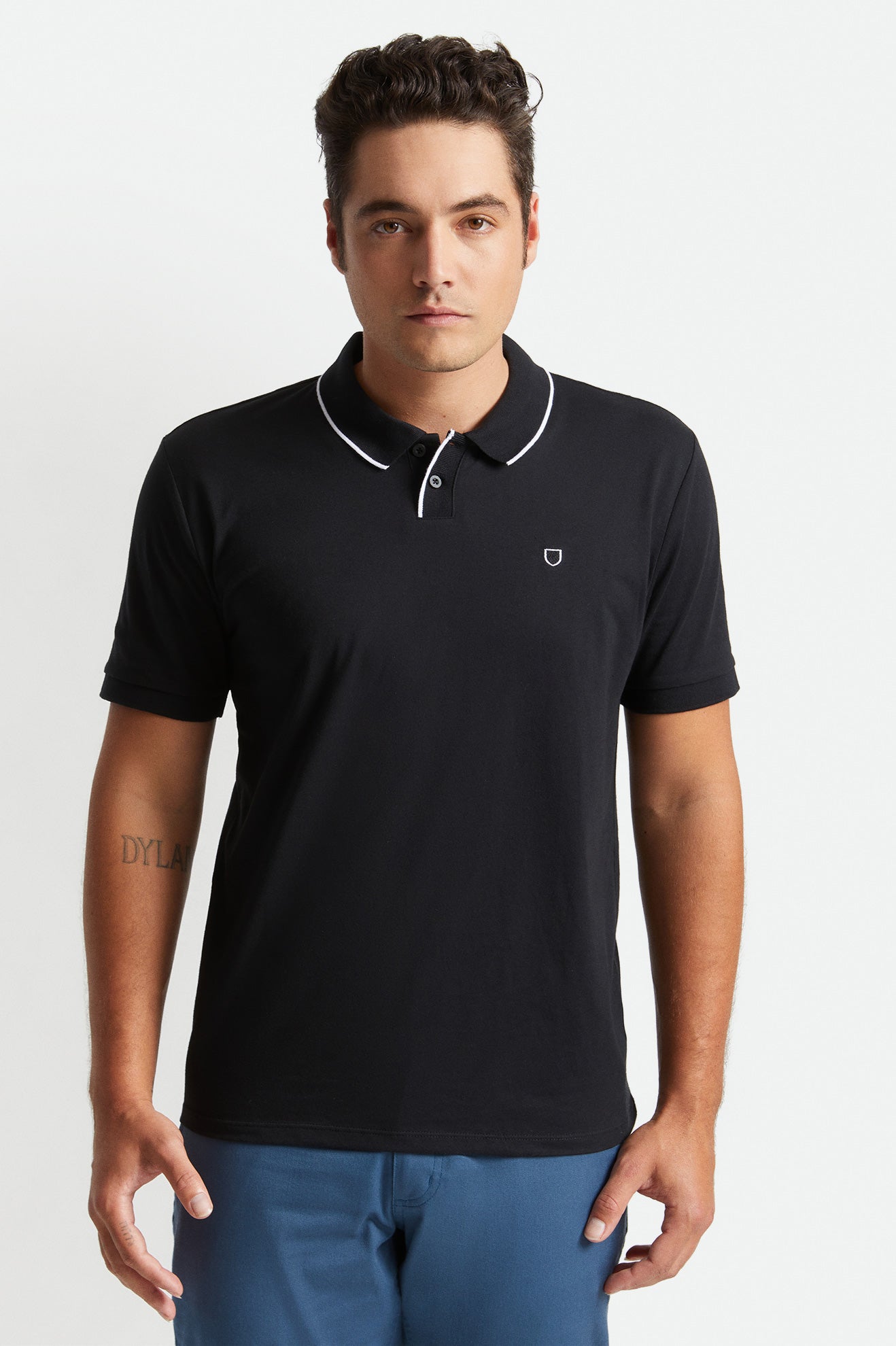 Pánské Knitwear Brixton Proper S/S Polo Černé Bílé | ODL148750