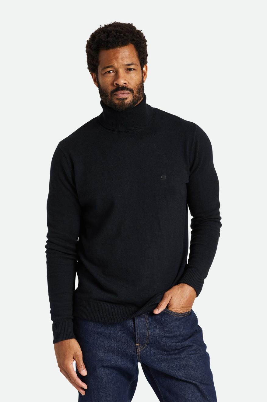 Pánské Knitwear Brixton Reserve Cashmere L/S Turtleneck Černé | CKR743052