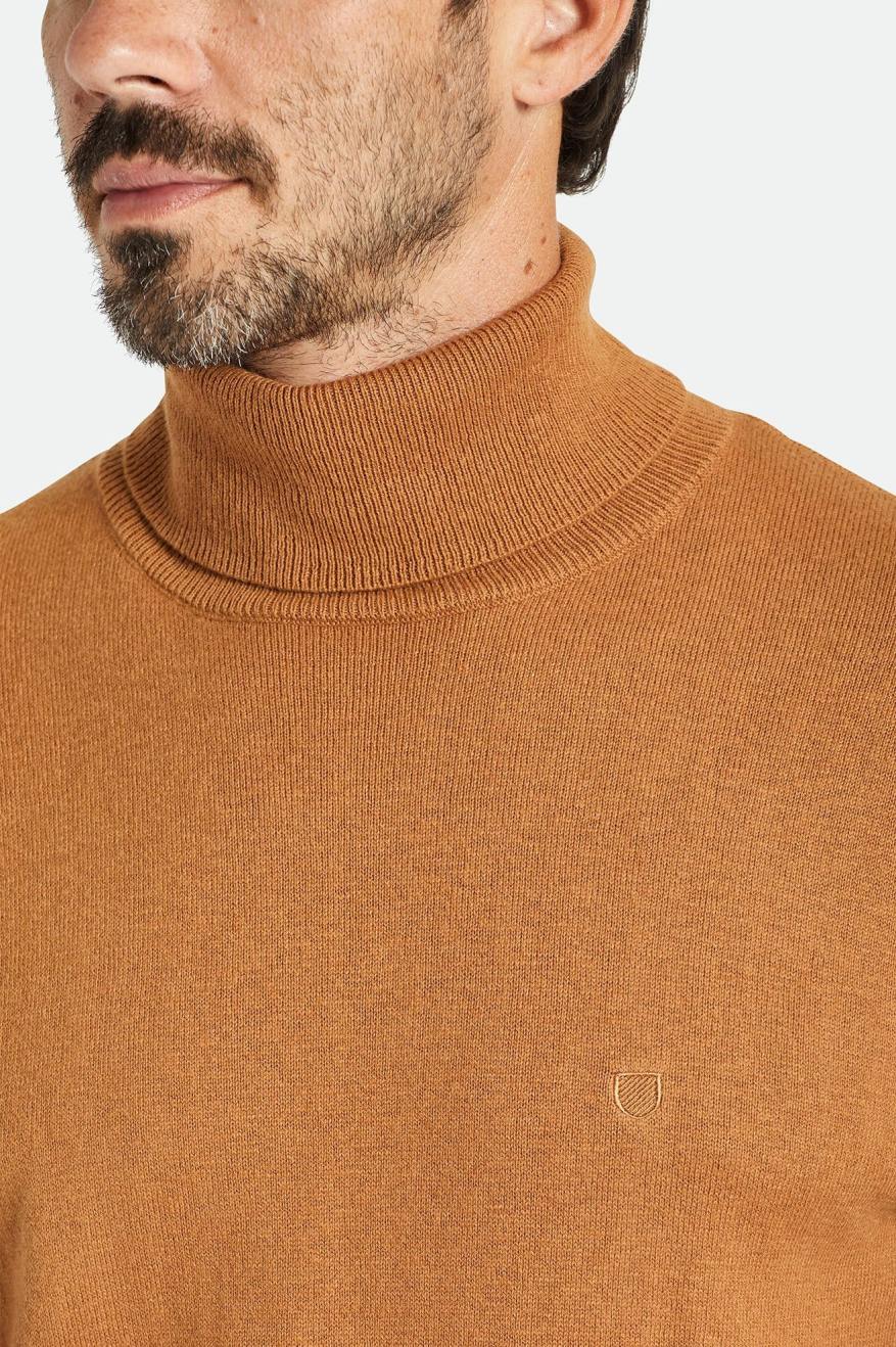 Pánské Knitwear Brixton Reserve Cashmere L/S Turtleneck Hnědé | IWA814579