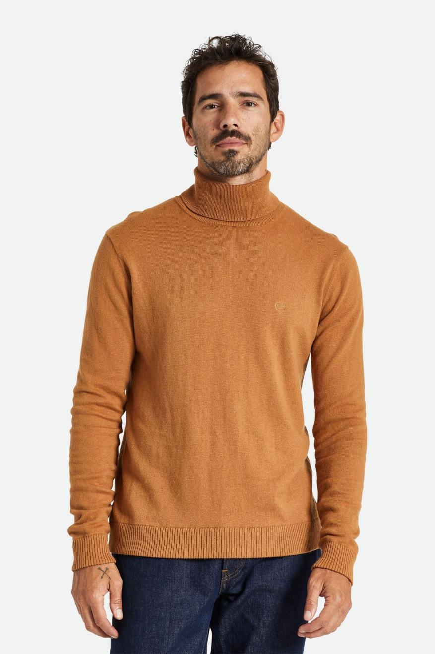 Pánské Knitwear Brixton Reserve Cashmere L/S Turtleneck Hnědé | IWA814579