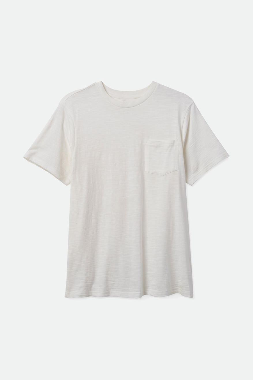 Pánské Topy Brixton Basic Slub S/S Pocket Bílé | MLS819732