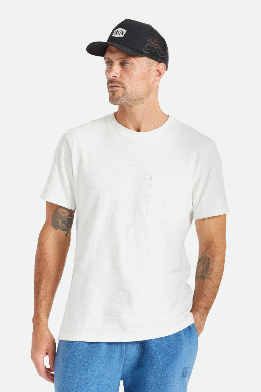 Pánské Topy Brixton Basic Slub S/S Pocket Bílé | MLS819732