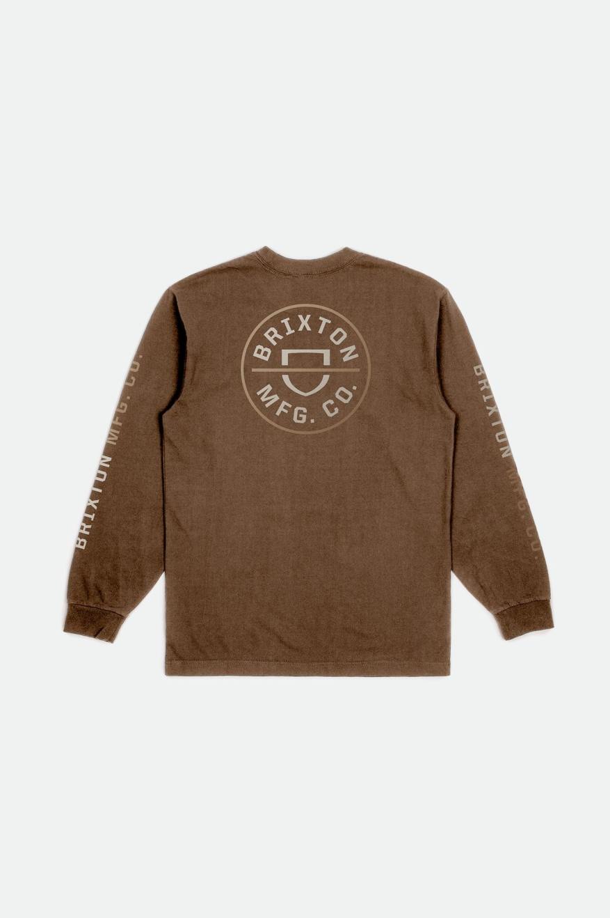 Pánské Topy Brixton Crest L/S Standard Béžový | TVN421679