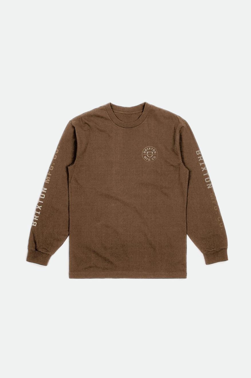 Pánské Topy Brixton Crest L/S Standard Béžový | TVN421679