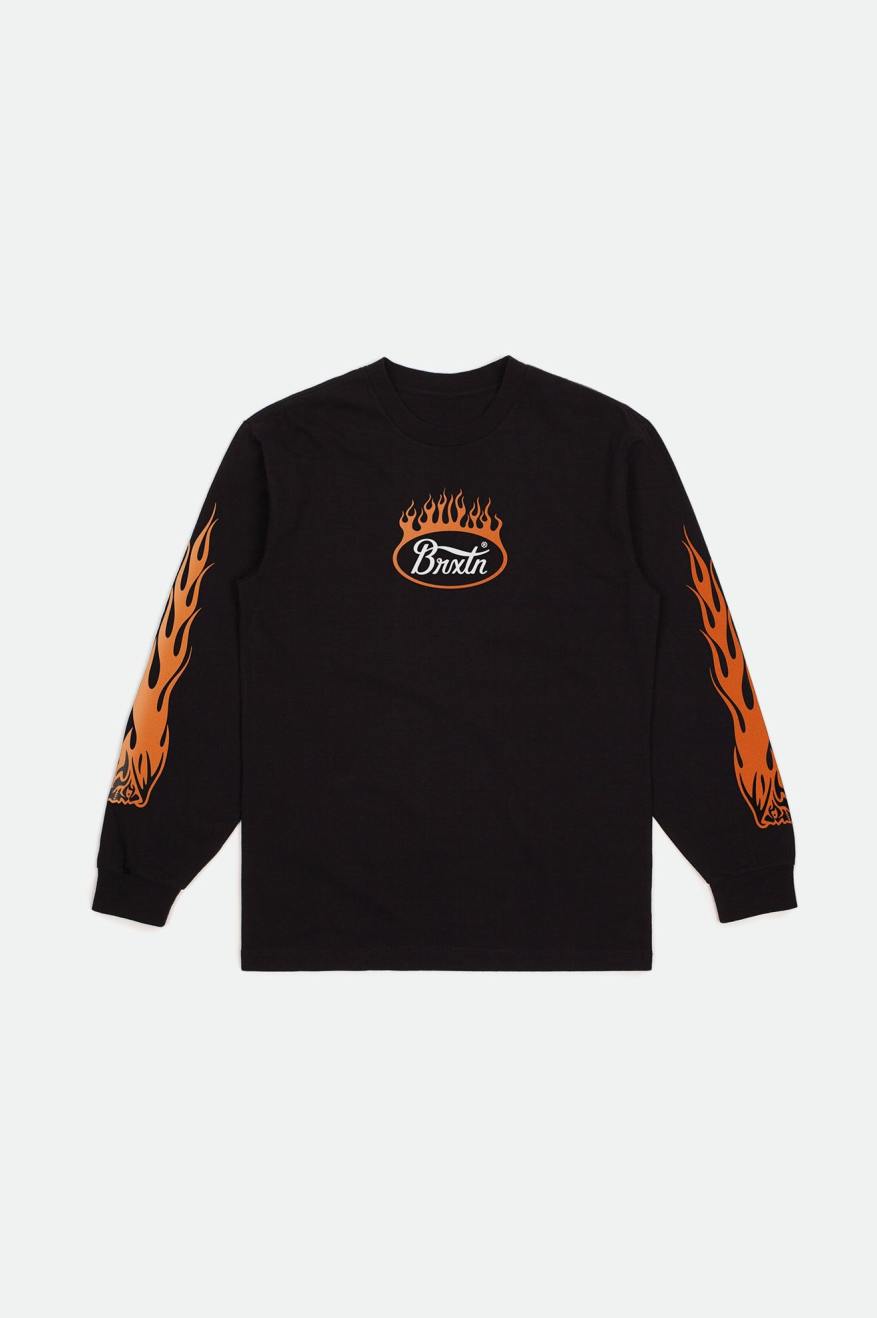 Pánské Topy Brixton Parsons Flame L/S Standard Černé Bílé Oranžové | VMW103476